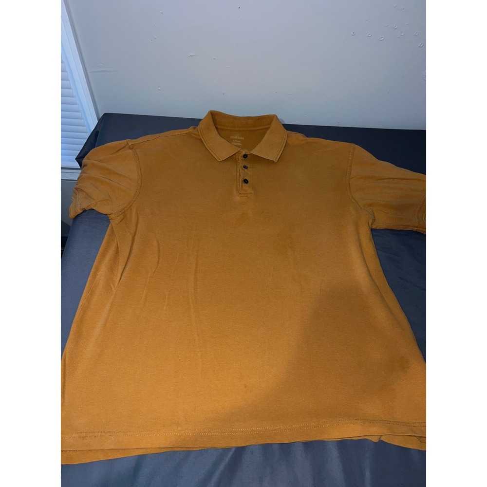 RedHead‎ Mens Short Sleeve Polo Shirt Mustard Yellow Pique Knit Large